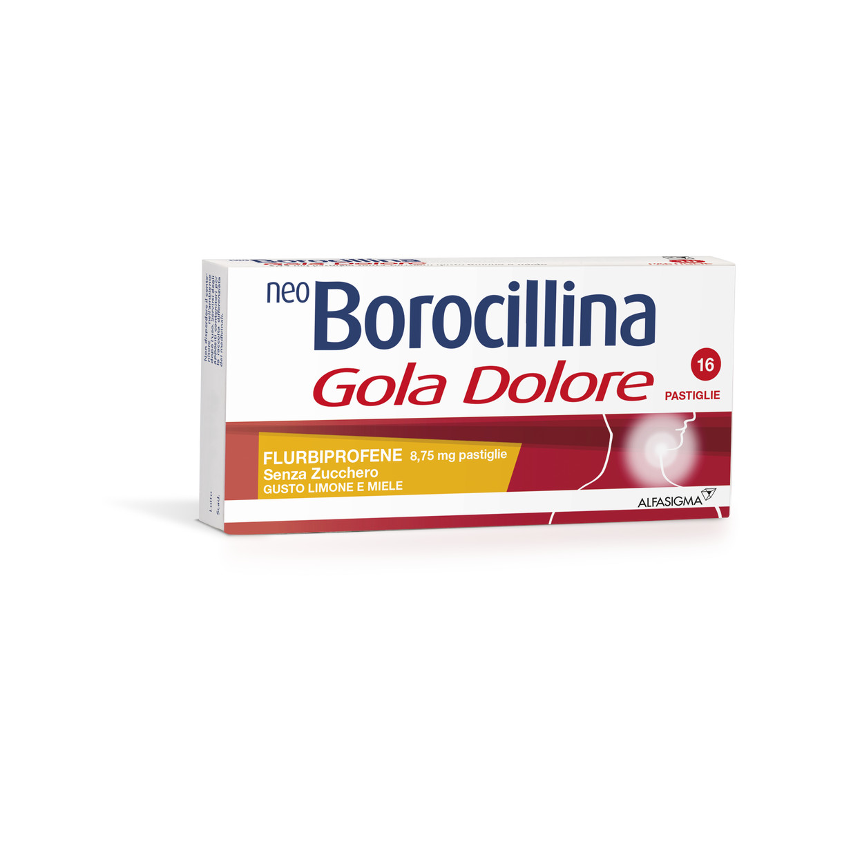 Neo Borocillina Throat Pain 8.75 mg Lemon and Honey Without Sugar 16  Lozenges