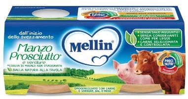 Omogeneizzati Di Carne Manzo Prosciutto Con Verdure Mellin 2x80g