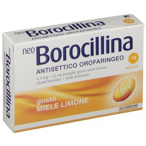 Neo Borocillin Oropharyngeal Antiseptic 6,4mg + 52mg Lemon And Honey 16 Tablets