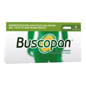 Buscopan per Mal di Pancia, Crampi, Dolori Addominali, 6 Supposte