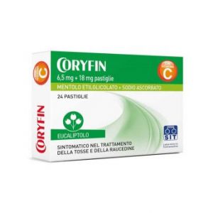 Coryfin With Vitamin C Pastilles Menthol Eucalyptol Flavor 24 Candies