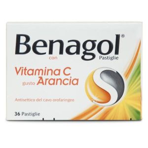 Benagol Pastiglie Vitamina C Gusto Arancia Antisettico Cavo Orale 36 Pastiglie