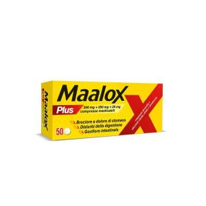 Maalox Plus Azione Rapida Contro Bruciore e Acidità di Stomaco, 50 Compresse