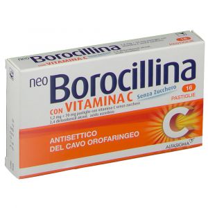 Neoborocillina With Vitamin C Alfasigma 16 Orange Lozenges Without Sugar