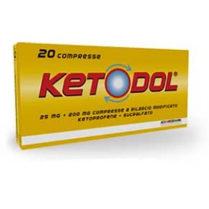 Ketodol 25 Mg+200mg Antinfiammatorio Mal Di Testa E Mal Di Denti 20 Compresse