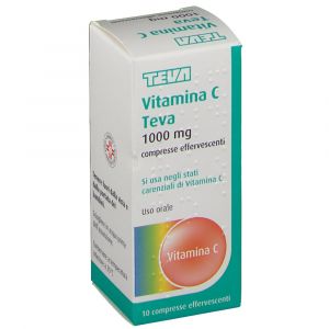 Vitamin C Teva 1000 mg Ascorbic Acid 10 Effervescent Tablets