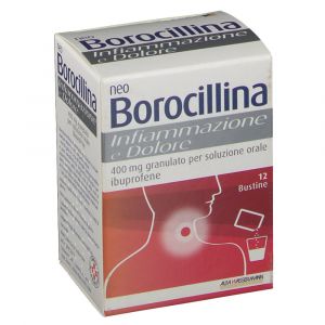 Neo Borocillina Inflammation and Pain 400mg Granules Oral Solution 12 Sachets