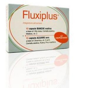 Fluxiplus 15 white capsules in the morning + 15 light blue capsules in the evening