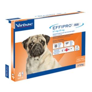 Effipro Duo Spot-on Soluzione 4 Pipette 0,67ml 67mg + 20,1mg Cani da 2 A 10kg