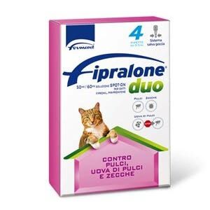 Fipralone Duo Spot-on Soluzione 4 Pipette 0,5ml 50mg + 60mg Gatti da 1 A 6Kg