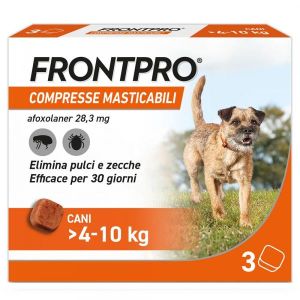 Frontpro Contro Pulci e Zecche 3 Compresse Masticabili per Cani 4-10Kg 28,3mg