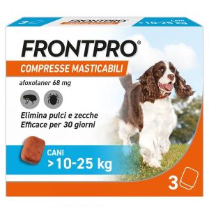 Frontpro Contro Pulci e Zecche 3 Compresse Masticabili per Cani 10-25Kg 68mg