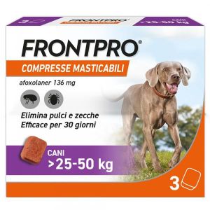 Frontpro Contro Pulci e Zecche 3 Compresse Masticabili per Cani 25-50Kg 136mg