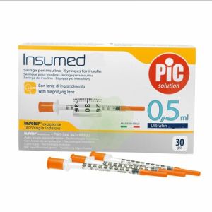 Pic Solution Insumed Insulin Syringe 0.5ml 29gx8m 30 Pieces