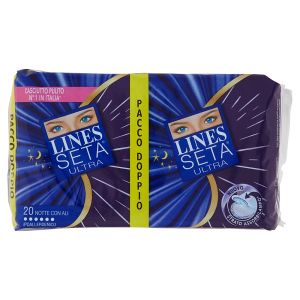 Lines silk ultra night absorbent pads with wings 16 pieces double pack