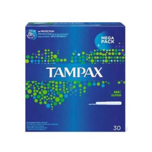 Tampax super blue tampon box light medium flow 30 pieces