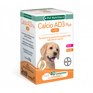 Bayer Pet Calcium Ad3 Soluble Bone Development Supplement Dog 40 Tablets