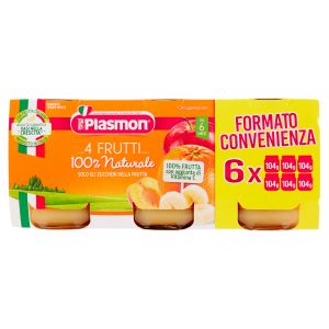 Plasmon Homogenized 4 Fruits 6 jars of 104 g