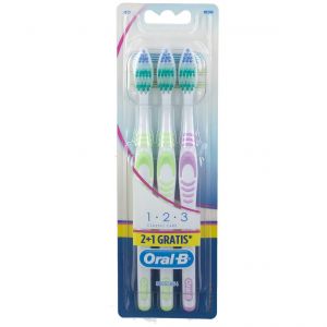 Medium manual toothbrush oral-b 1 2 3 classic care 3 pcs