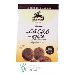 Cocoa shortbread biscuits with Alce Nero organic chocolate drops 300g