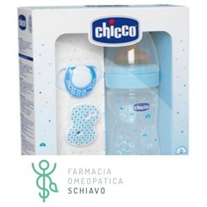 Chicco Set Lovely Baby Boy Bottle + gum + clip Pacifier Months 0+
