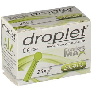 Droplet Comfort Max Sterile Disposable Lancets G33 25 Pieces