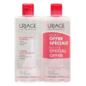 Uriage micellar water sensitive skin with redness promo bipack 500+500 ml