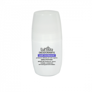 Emulsion deodorant in roll-on bottle with euphidra case
