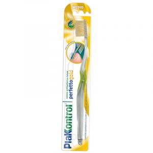Plakkocontrol perfect gold toothbrush with medium double length bristles