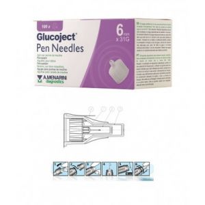 Glucoject Insulin Pen Needle 6mm Gauge 32 100pcs