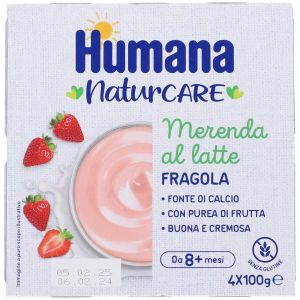 Humana Merenda Latte Fragola 4 Pezzi da 100g