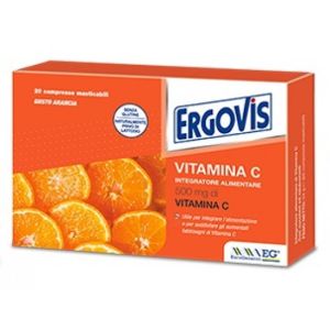 Ergovis Vitamin C Supplement 500 mg of Vitamin C 20 Chewable Tablets