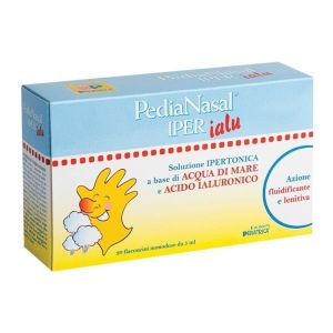 Pedianasal Iper Soluzione Ipertonica i Acido Ialuronico per Naso 20 Flaconcini  Globuli Contenitore MONOdose