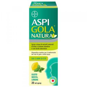 Aspi Gola Natura Spray Estratti Naturali Tosse e Mal di Gola Menta e Limone Flacone 20ml