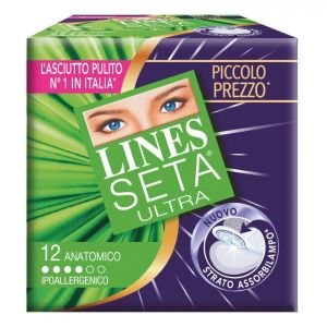 Lines Silk Ultra Absorbent Anatomical 12 Pieces