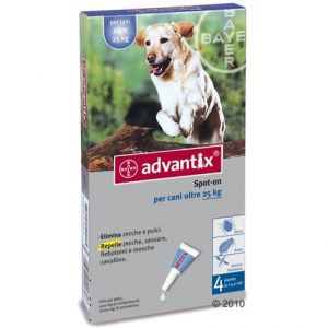 Advantix Blue Spot-on For Dogs Over 25Kg - 4 Flea Tick Pipettes