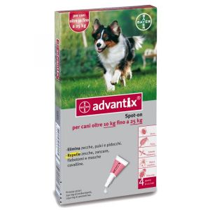 Advantix Brown Spot-on For Dogs Over 10Kg Up To 25kg - 4 Flea Tick Pipettes