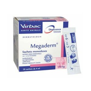 Megaderm Nutritional Supplement Dogs And Cats -10 Kg 32 Bags Of 4ml