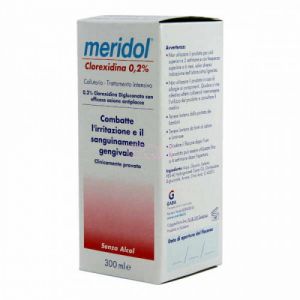 Meridol mouthwash treatment of inflamed gums chlorhexidine 0.2% 300 ml