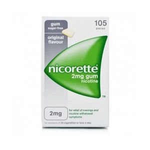 Nicorette 2mg Gusto Original Without Sugar 105 Medicated Chewing Gum