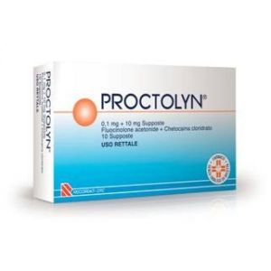 Proctolyn 0,1mg + 10mg Ketocaine Hydrochloride Hemorrhoids 10 Suppositories