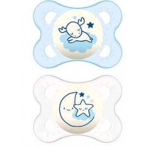 Mam Perfect Night 0+m Bamed Baby 2 Soothers In Silicone