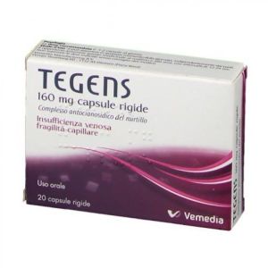 Tegens 160mg per L'insufficienza Venosa, Gambe Gonfie, Stanche e Pesanti 20 Capsule