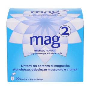 Mag2 Magnesio Pidolato per Stanchezza e Debolezza Muscolare, 40 Bustine