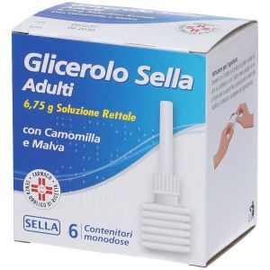 Glicerolo Sella Adulti 6,75g Soluzione Rettale, 6 Contenitori  i Camomilla e Malva Globuli Contenitore MONOdose