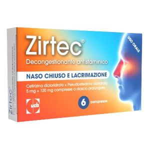 Zirtec Decongestionante Antistaminico 6 Compresse 5mg + 120mg Rilascio Prolungato