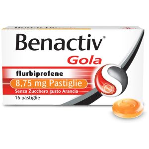 Benactiv Gola Pastiglie Senza Zucchero Gusto Arancia Flurbiprofene 16 Pastiglie