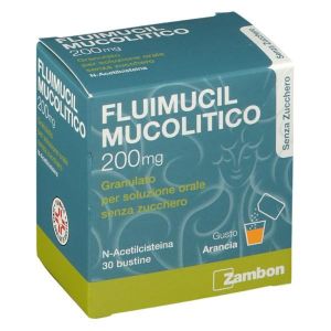 Fluimucil Mucolitico 200mg Senza Zucchero Granulato N-acetilcisteina 30 Bustine