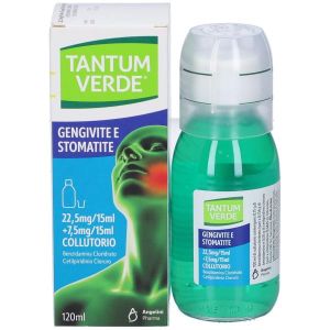 Tantum Verde Gengivite e Stomatite Collutorio 120ml 22,5 Mg/15ml + 7,5 Mg/15ml
