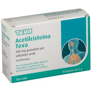 Acetilcisteina Teva 200mg Granulato per Soluzione Orale 30 Bustine